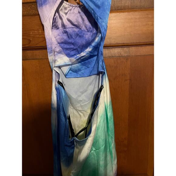 NWT Revolve Retrofete Women's Scarlett Silk Maxi Dress Watercolor Wave Size L - Picture 12 of 16